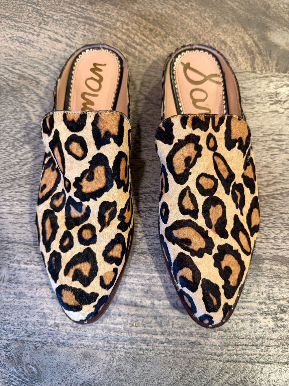 Sam Edelman Lewellyn Leopard-Print Calf Hair Mules